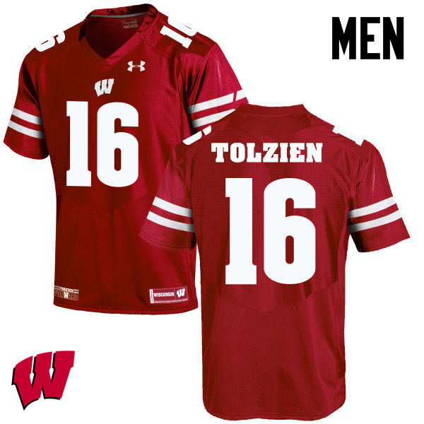 Men Winsconsin Badgers #16 Scott Tolzien College Football Jerseys-Red